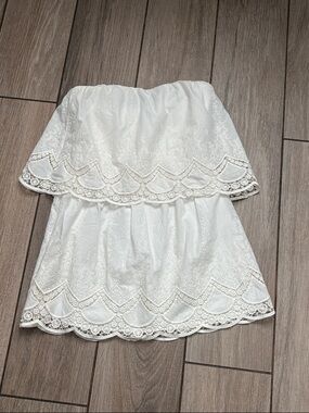 DO+BE Ivory Lace Tiered Strapless Dress for Girls